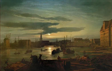 The Copenhagen Harbour in Moonlight