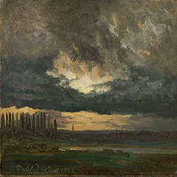 Stormy Sky over Poplars by the Elbe