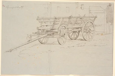 A Harvest Wagon with a Cackling Hen on the Wagon Pole