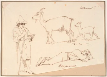 A Shepherd, a Goat with Its Kid, and a Reclining Man