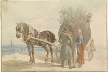 Austrian Peasants with a Horse and Cart, with a View of Vienna in the Distance