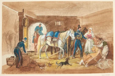 Cavalrymen in a Stable