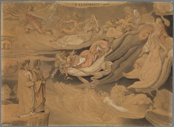Dante in the Second Circle of Hell or the Restless Abode of the Incontinent in Love, Speaking with Francesca da Rimini