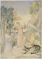Dante and Virgil before the Three Wild Beasts at the Entrance to Hell
