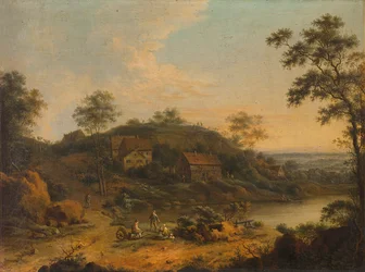 Hilly landscape with farmhouses
