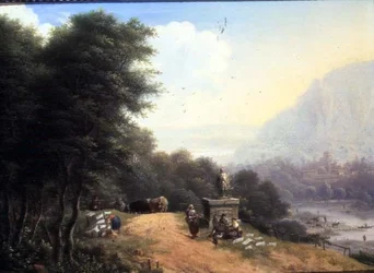 Landscape with Laundry Women