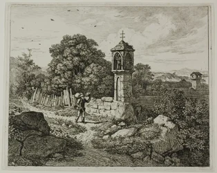 Farmer Greeting a Roadside Shrine of the Madonna, plate one from 