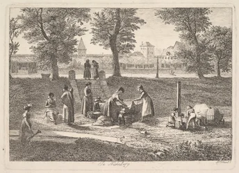 Outdoor Scene of Women in Domestic Activities in Nuremberg
