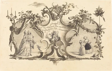 Modern Cartouches with Children Representing the Fashions of Augsburg