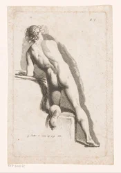 Kneeling Male Nude, Seen from Behind