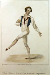 Portrait of Monsieur Le Blond, a dancer at the Haymarket Theatre, London, dancing with leg and arm extended, engraved by R. Cooper