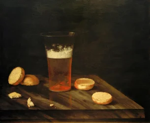 Still Life with Beer Glass and Bread Roll