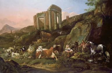 Farm animals in a Classical landscape, 1684