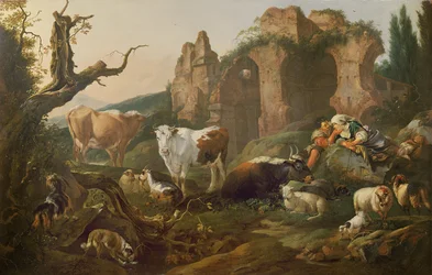 Farm animals in a landscape, 1685