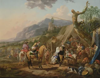 Military Commander at a Mountain Encampment with Merrymakers
