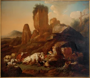Resting Shepherdess and Cattle