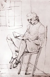 Johann Wolfgang von Goethe in his house in Rome, by Johann Heinrich Wilhelm Tischbein (1751-1829), also called Goethe-Tischbein or Goethe Tischbein, second half of the 18th century