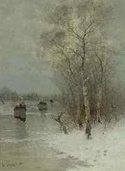 Girls Walking on a Frozen River