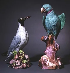Augustus Rex Meissen Figures of a Tern and a Parakeet