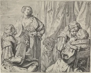 Young Lovers and a Fool in an Interior