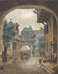 View into the Courtyard of an Inn at Colmar, 1821-77
