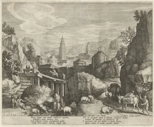 Rocky Landscape with the Fable of the Donkey and the Wild Boar