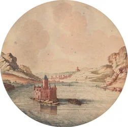 Castles, Ruins and Seascapes - Six Colored Engravings