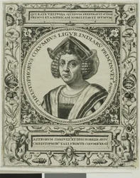 Christopher Columbus, frontispiece from volume 5 of Theodor de Bry