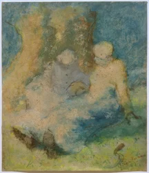 Two Figures by a Tree