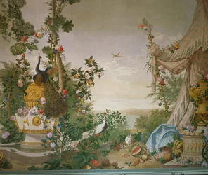 Garden Scene with Peacock and Tent in the Garden Room of Schönbrunn Palace