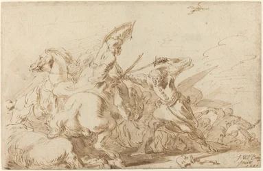 A Battle Between Oriental Cavalry and Soldiers
