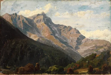 Swiss Mountain Landscape with Piz Beverin in the Background