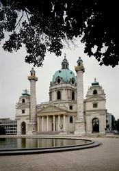 View of the Karlskirche or Church of Saint Charles Borromeo Started by the Architect Johann Bernhard Fischer von Erlach and Finished by His Son Joseph Emanuel. Vienna, Austria