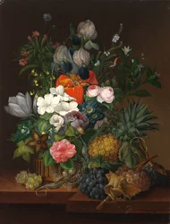 Still Life with a Lizard and Flowers by Johanna (Jenny) Salm-Reifferscheidt
