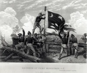 The Heroism of Sergeant William Jasper in Defence of Fort Moultrie, South Carolina, 12th May 1780, engraved by G.R. Hall