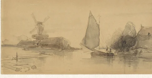 River View with Sailing Ship