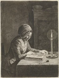 Dark Room with Reading Woman