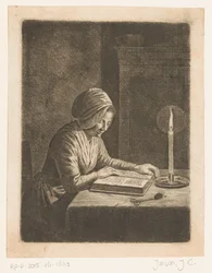 Dark Room with Reading Woman