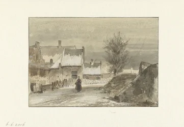 Winter Scene with Woman Standing on the Ice