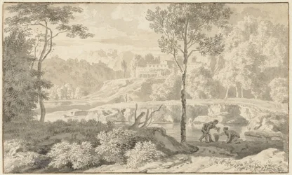 Arcadian Landscape with Figures by a Lake
