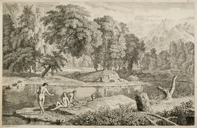 Arcadian Landscape with a River and Three Bathers