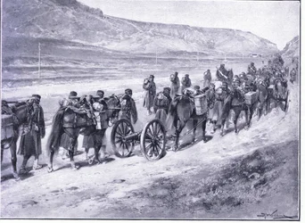 A Battery of Field Guns on Their Way to Ichon
