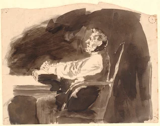 Old Man at a Table with a Bible