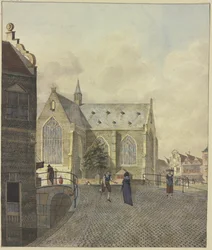 Church by a Bridge, a Lame Beggar with a Lady