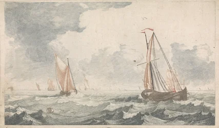 Two Flatboats Sailing Towards Each Other (Ships at Sea, Series A)