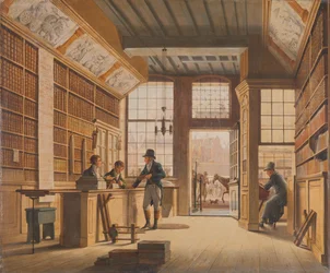 The Shop of the Bookdealer Pieter Meijer Warnars on the Vijgendam in Amsterdam