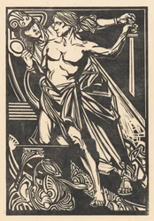 Man and woman with sword and mirror