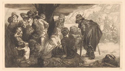 Men, Women and Children by a Tree