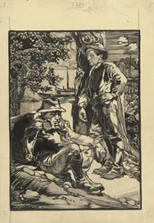 Two Dike Workers, One Sitting, the Other Leaning Against a Tree