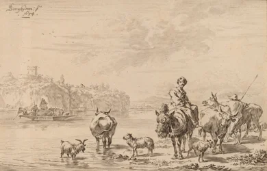 Woman Seated on a Mule
